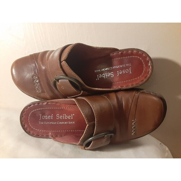 Josef Seibel Brown Buckle Clogs - Picture 2 of 4